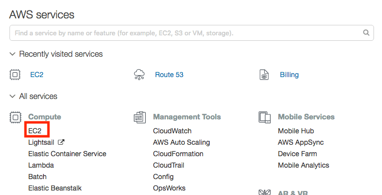 AWS dashboard screenshot